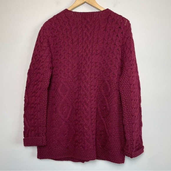 Aran Crafts Merino Wool Chunky Knit Button Front Ireland Cardigan - Picture 8 of 9